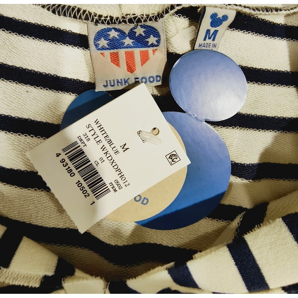 Disney x Junk Food Womens Mickey Mouse Stripe Hooded Sleeveless Dress Blue White - Picture 6 of 11